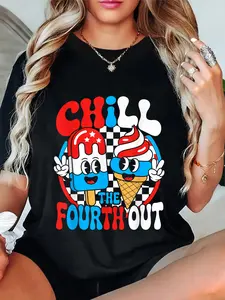 100% Cotton Chill The Fourth Out Popsicle 4th Of July Mens Womens T-Shirt