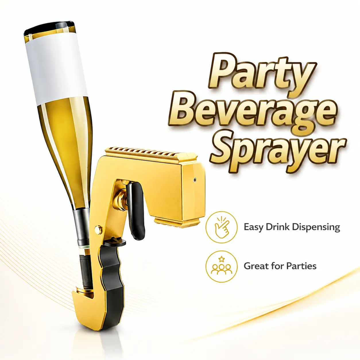 Portable Lightweight Beverage Dispenser Sprayer Gun - Adjustable Drink Pourer Cork Utensil, Gift Idea for Parties, Camping, Home Bar Events