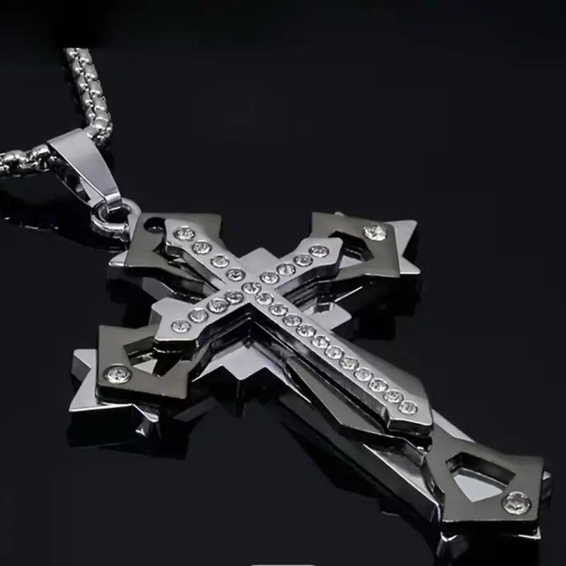 Men'S Cross Necklace, Titanium 202 202 Stainless Steel Pendant Necklace, 202 202 Stainless Steel Unisex Accessory Casting Necklace