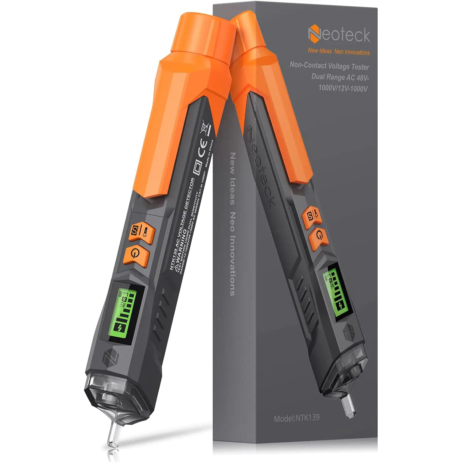 Neoteck Voltage Tester/Non Contact Voltage Tester 12-1000V/48-1000V Adjustable Sensitivity AC Voltage Detector Tester Pen Live/Null Wire Tester with L