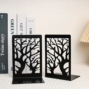 Modern Minimalist Metal Bookends Set of 2, Home Decor Desktop Storage Organizer, Stylish Bookshelf for Office and Living Room