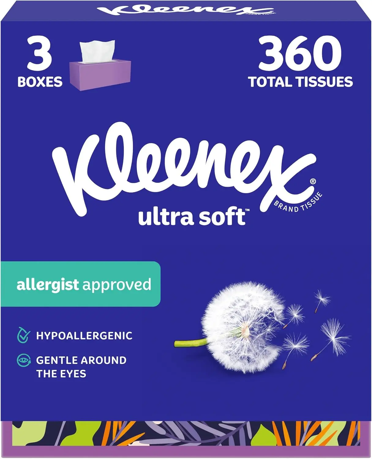 Kleenex Ultra Soft Facial Tissues, 3-Pack Flat Boxes, 120 Tissues per Box, 3-Ply, 360 Count Kleenex Ultra Soft Facial Tissues, 3-Pack Flat Boxes, 120 Tissues per Box, 3-Ply, 360 Count