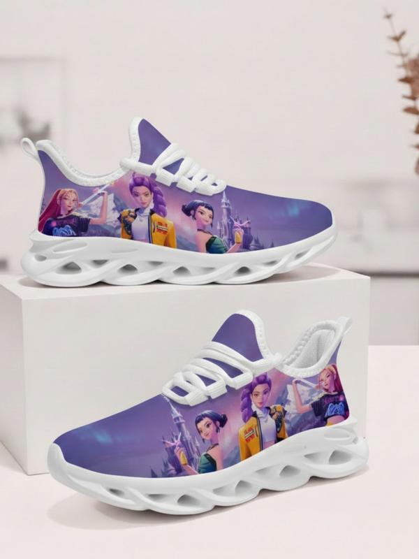 K-Pop Demon Hunters Casual Kids Sneakers Soft EVA Sole Low-cut Breathable Comfortable Fashion Sports Shoes for Girls Boys (011001)