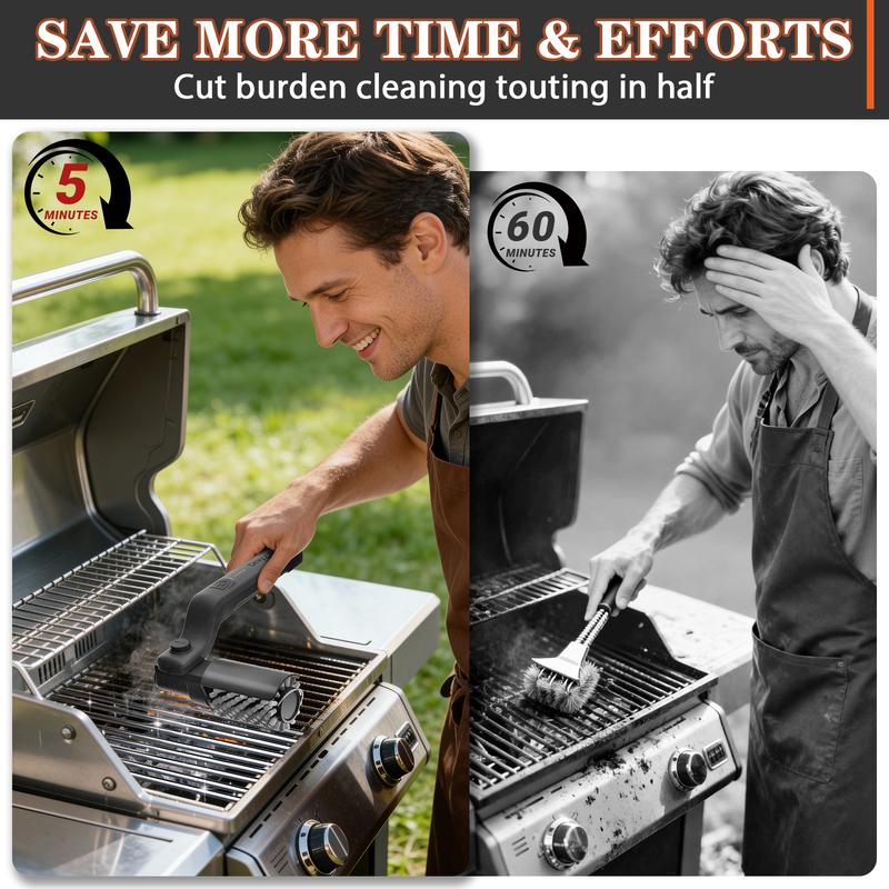 Drayvorx Electric BBQ Grill Brush Cordless and Rechargeable,Two Replacement Cleaning Brushes,Adjustable Angle, Barbecue Accessories,Barbecue Utensils,Wire Brushes for Cleaning Rust, Grill, Dirt, Paint Removal, Welding