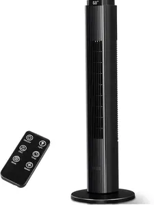 Electactic 37-Inch Bladeless Portable Tower Fan 80°Oscillating,Quiet Cooling with 12H Timer Remote Control, 6 Speed, 4 Modes, LED Display,Standing Fan Powerful for Bedroom Office Dorm