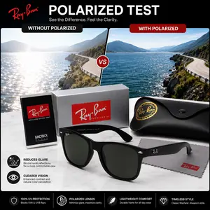Wayfarer Polarized Sunglasses for Men & Women, UV400 Protection, Classic Black Frame, Driving Fishing Beach Outdoor Eyewear with Case