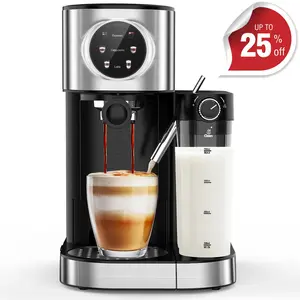 COWSAR Espresso Machine 20Bar, Cappuccino Machine with Automatic Milk Frother, Touch Screen, 3 in 1 Professional Espresso Maker with Dual Heating System & Capsule Compatible (Black)