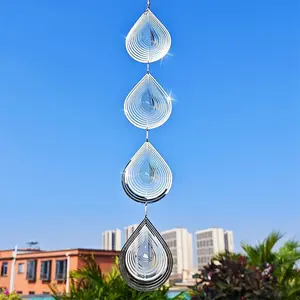 3D Wind Spinner Chime Drop Shape, Stainless Steel Rotating Windchime, Ideal for Outdoor Garden and Indoor Decor, Durable and Aesthetic Design