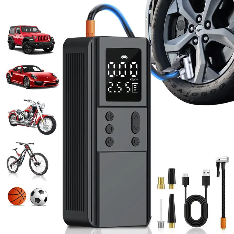 Cordless Rechargeable Digital Car Tire Inflator - 150PSI High Pressure Wireless Tool, Compact Portable Design, Durable Construction, Complete Accessory Set for Cars, Off-road Vehicles (Inflates Tires)