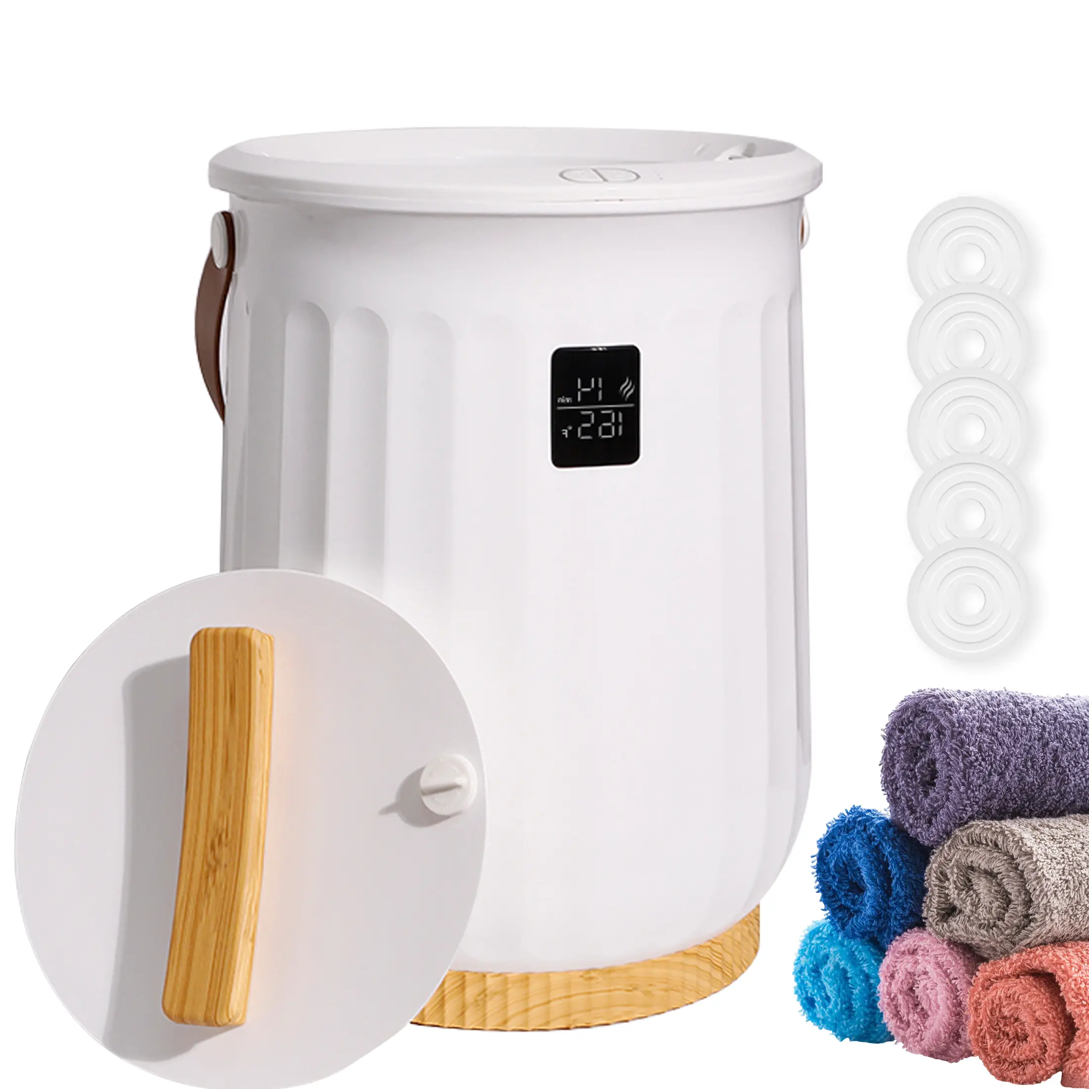 Modern Heated Towel Warmer Bucket with Handle - Fast Heating, Auto-Shutoff, Spa-Grade Comfort, Ideal for Home, Beauty Salon Gift