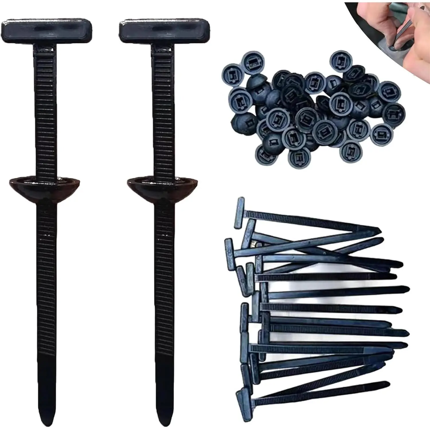 100pcs Nylon Universal Cable Tie Buckle, Cable Tie with Buckle, Multipurpose Plastic Cable Ties Buckles Tool for Car Daily Repair (20PC)