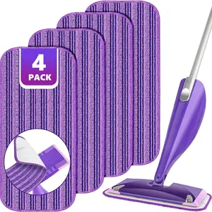 4-Pack Ultra-Fine Microfiber Spray Flat Mop Pads for Easy Floor Cleaning, Suitable for Hardwood, Laminate and Tile, Perfect for Kitchen, Living Room, Bedroom, Microfiber Mop Refills