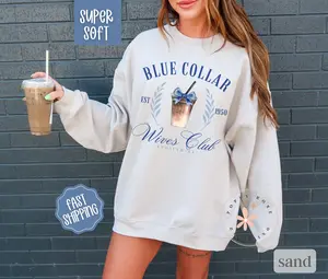 Spoiled Sweatshirt Blue Collar Wife Sweater, Gift for Wife, Leggings outfit Crewneck Fabric Womenswear