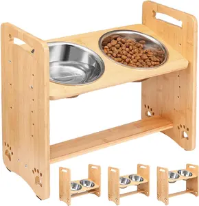 Elevated Dog Bowls Raised Dog Bowl Stand with 2 Stainless Steel Bowl Set, 6 Adjustable Heights(5.5”-11.4”), 18°Tilt Dog Food Bowls for Large Medium & Small Dogs and Pets