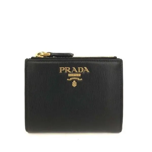 Pre-owned PRADA Other Other Logo Vitello Move Leather Bifold Wallet Black 12645752095/172263