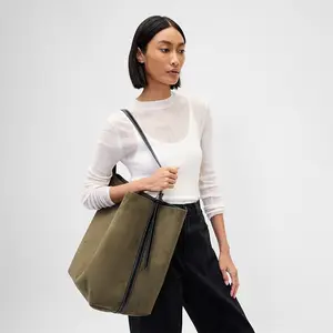 GAP Vegan Suede Bucket Bag - Soft Everyday Use with Shoulder Strap, Inner Pockets, and Zippered Mini Bag - 11.5 L x 8.5 W x 14.5 H