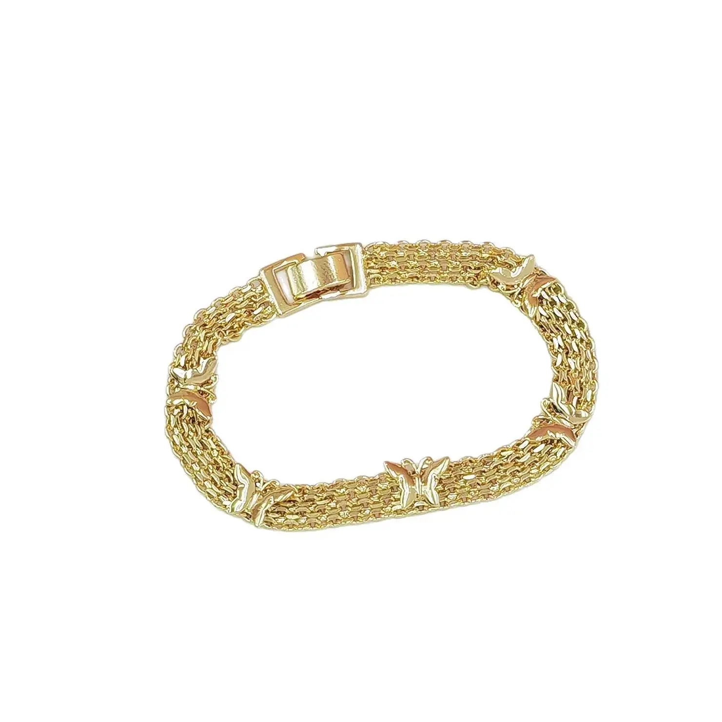 Chunky Metal Link Chain Bracelet with Butterfly Motif, Cuban Style Bracelet Bangle for Women, Casual Jewelry, Bestie Gift