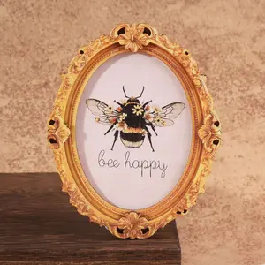 1PC Flower Bee Oval Frame Refrigerator Decorating Magnet, Vintage Cute Animal Decor, Perfect Home Decoration & Holiday Gift