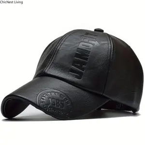 Men's British Look PU Leather Baseball Cap, Adjustable Strap, Perforated Panels, Cotton, Breathable, Lightweight, Durable Unisex Summer Accessory for Daily Wear, Outdoor Sports,summervibes