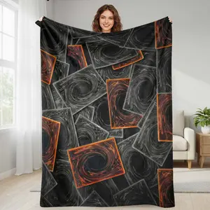 Yu-Gi-Oh Black Swirl Magic Pattern Flannel Blanket  Abstract Card Design Print  Ultra Soft Warm Lightweight Cozy Throw for Bedroom Living Room Office Sofa Gift Decor