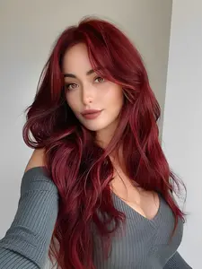 26 Inch Red Long Curly Wigs for Women, Gorgeous Fluffy Wigs without Bangs, Synthetic Lace Front Wigs for Party, Daily Use, Machine Made Wig