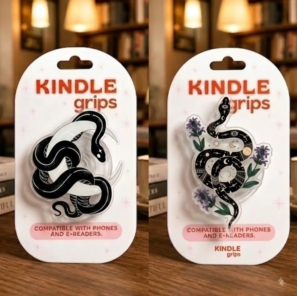 Black Snake Magnetic Phone Grip, Gothic Serpent Phone Holder, Kindle Grip Stand, Dark Academia Witchy Phone Accessory, Snake Lover Gift
