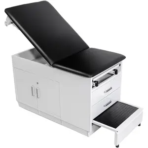 fathersdaygift  VEVOR Pro Medical Exam Table, Medical Examination Bed with Adjustable Backrest, Physical Therapy Exam Table with Locking Cabinet, 2 Drawers, Paper Roll Dispenser, Step Stool Leg Rest, 500LBS Loading