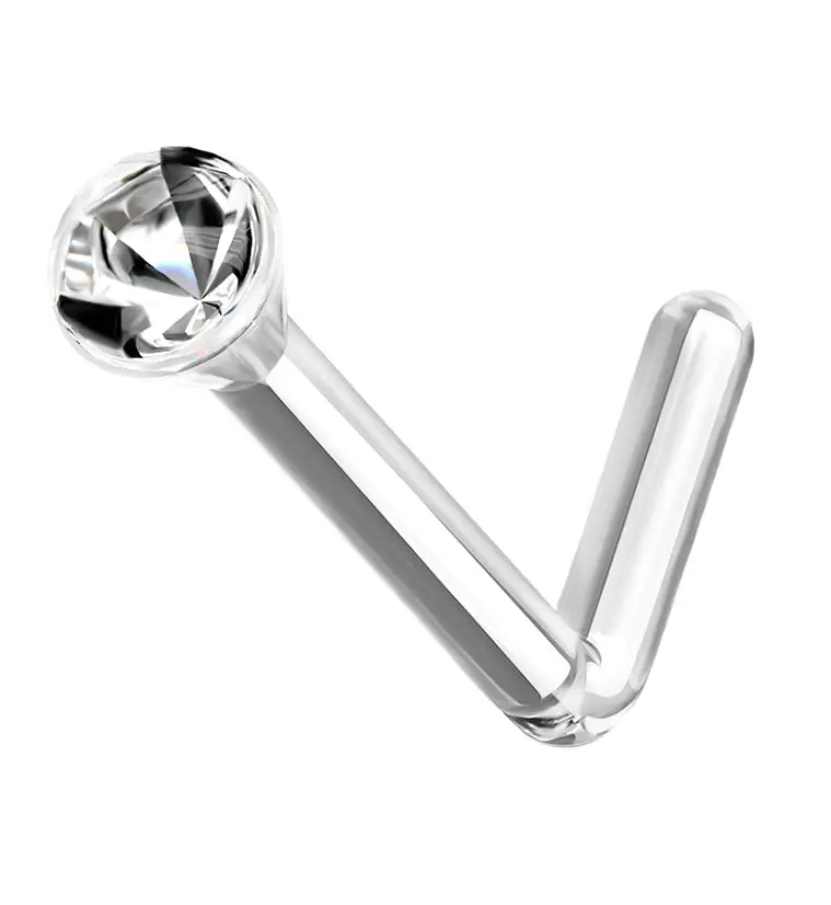 Clear Bioflex Nose Ring L Bend Retainer Clear Bioflex Nose Ring L Bend Retainer