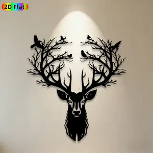 1pc Deer Head Metal Wall Art, Majestic Deer Head Statue Mural, Ideal Gift for Christmas, New Year, Nature & Wildlife Decor Enthusiasts,  Metal Wall Decor Wall Sculptures, Perfect for Living Room Wall & Garden Fence, Stunning Home & Outdoor Decor