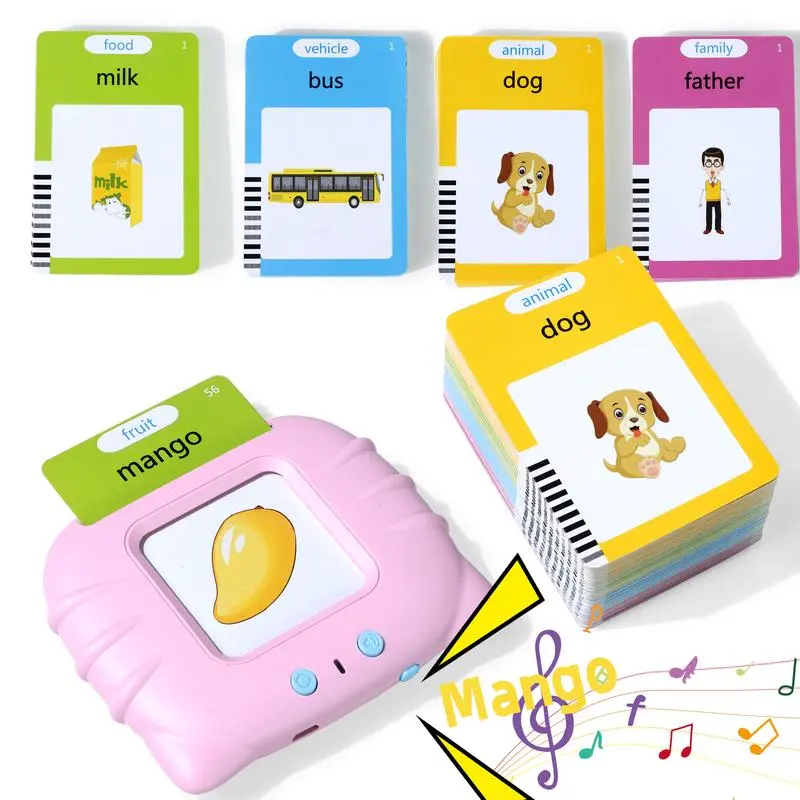 KIDGENIUS Bilingual Talking Vocabulary Flash Cards - 224-Word English-Spanish, Screen-Free Eye-Protection Early Enlightenment Interactive Toy for Kids Ages 2-8, Vocabulary Flashcards
