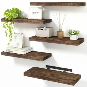 3pcs Floating Shelves for Wall, Farmhouse Wall Rack, Bedroom Storage Shelf, Living Room Hanging Rack, Kitchen Decor Wooden Floating Shelves, Decoration