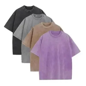 4 Pack Oversized Tshirts Unisex Gym Vintage Heavyweight T Shirts Cotton Workout Acid Wash Baggy Tees
