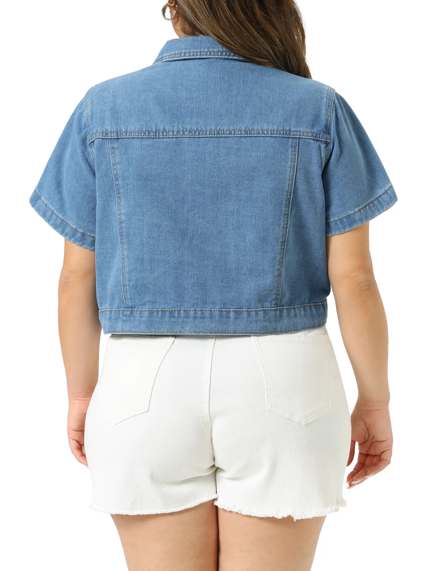 Agnes Orinda Plus Size Denim Jackets for Women Classic Short
