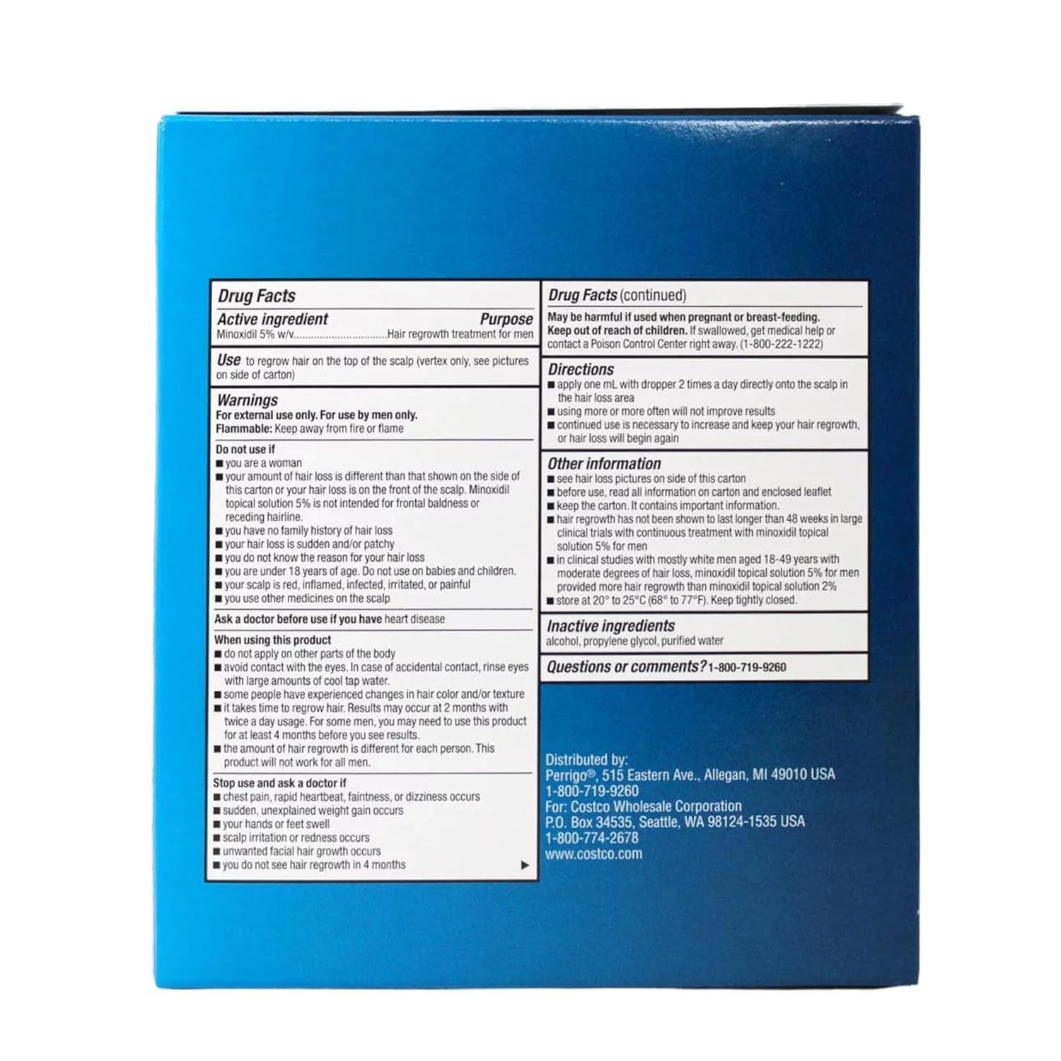 KIRKLAND 5% Minoxidil Hair Growth Solution (Unisex), includes a free microneedle roller, 3-month supply | Improves thinning hair from the roots, increases hair density, and promotes healthy growth. Dermatologist tested.