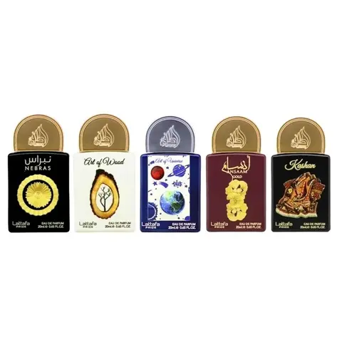 Lattafa Nebras+Art of Wood+Art of Universe+Ansaam Gold+Kashan Mini Gift Set 5x20ML Eau de Parfum