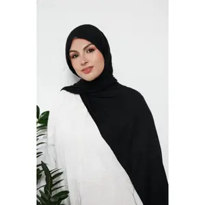 Patterned Jersey Hijab - Black