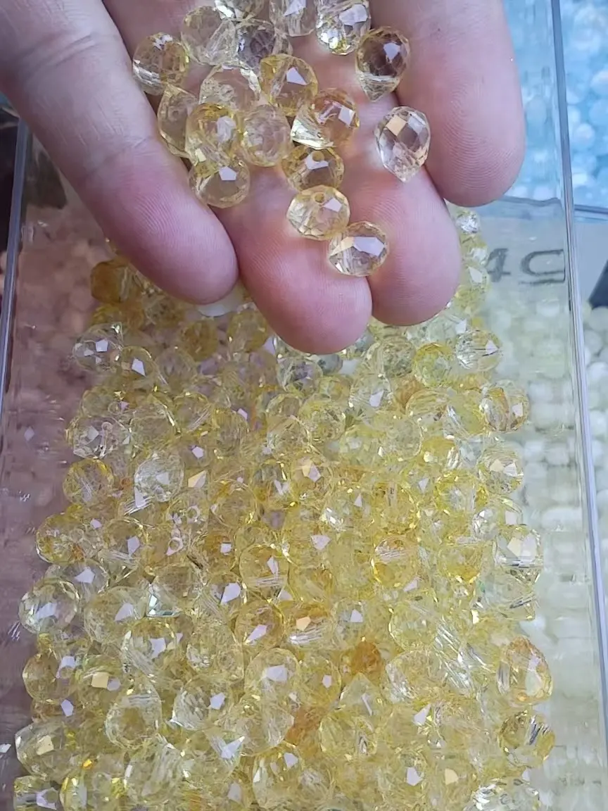 Yellow Crystal Beads - 45 Pieces of Transparent Yellow Gemstones for Jewelry Making and Crafting Projects