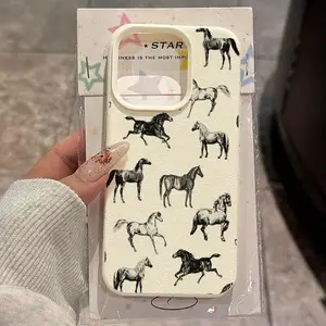 The Background Pattern of The Galloping Horse Line Drawing Art Is Suitable for Iphone 16 Pro Max Phone Cases, As Well As for iphone 15 Pro Max/14/16 Plus/15/13 Pro/12/11, It Features a Minimalist TPU Design That Is Drop-Resistant And Stylish, Offering Hig