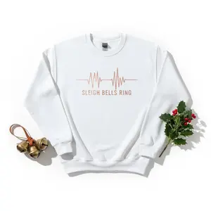 Sleigh Bells Ring Heartbeat Sweatshirt for Men & Women, Rose Gold Minimalist Christmas Pullover, Festive ECG Line Crewneck, Elegant Holiday Music Jumper Gift | Sweatshirt | Cotton | Novelty | Unisex | Graphic | Gift for Him/Her