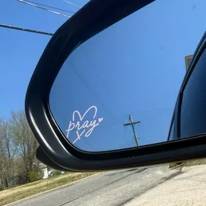 2 PACK  Pray Handwritten Script Decal Car Decal Inspirational Faith Sticker Premium Adhesive Vinyl Weatherproof Long Lasting Easy Peel and Stick Application Clean Minimalist Style