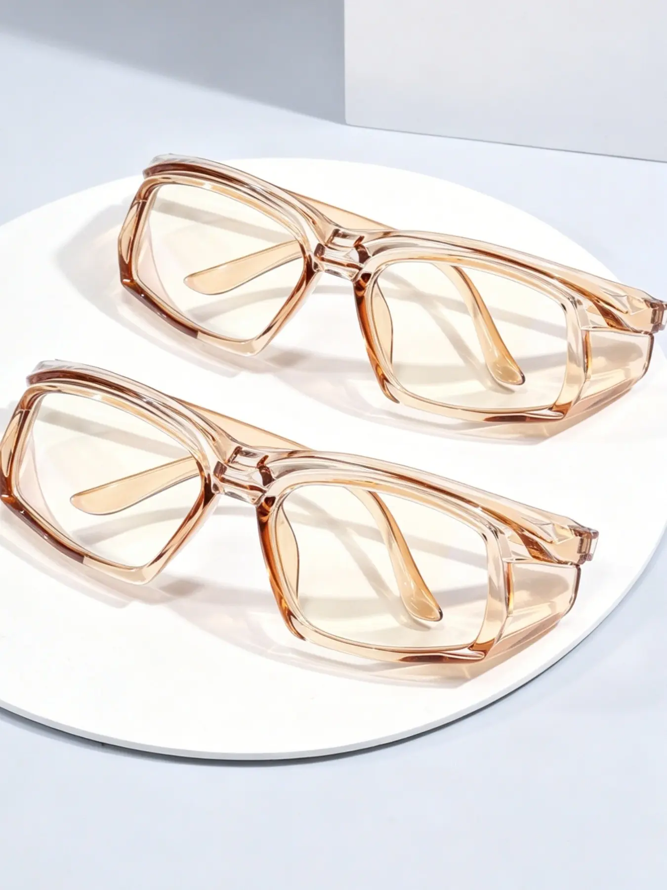 2PCS Pack Full Wrap Around Safety Glasses, Clear HD Plain Lens, Fit Over Prescription Eyeglasses, Anti-Dust Windproof Protective Work Goggles, Multiple Frame Colors Protector, Plastic Safety Gear, Safety Equipment