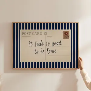 [Sale Up To 40%] [Unframed] Vintage Stripes Postcard Poster, It Feels So Good To Be Home (No Frame)