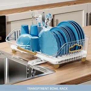 Space-Saving Dish Rack & Dish Drainer Heavy-Duty Utensil Drying Rack with Drain Board, Non-Slip Kitchen Counter/Sink Organizer. Compact Utensil Storage Rack for Home and Commercial Use  Easy to Clean, No Electricity Needed, Efficient Layout, Durable Co