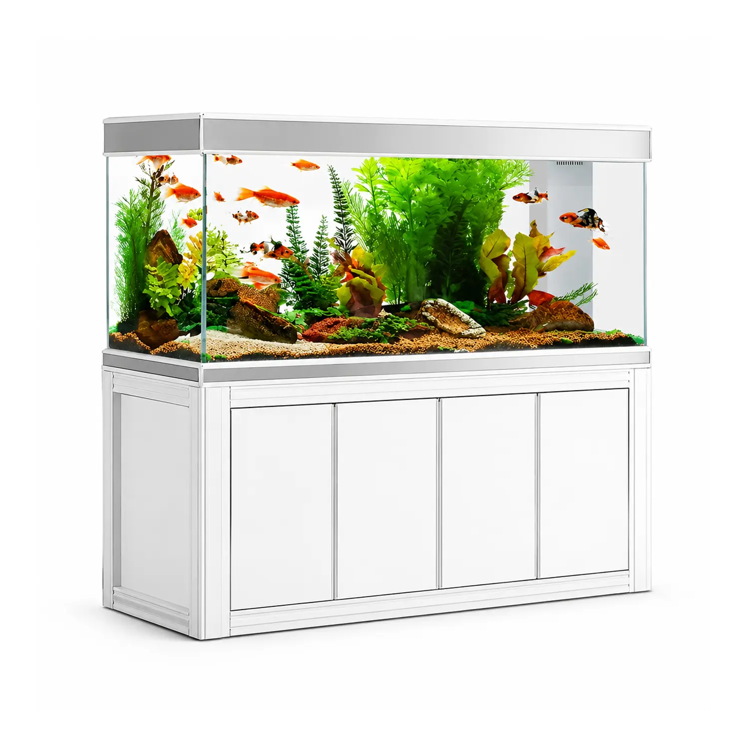 Aqua Dream 235 Gal Classic Ultra-Clear Tempered Glass Large Tank - White & Silver, Premium Filtration System, Tri-Light LEDs, Glass Chamber Design, Aquarium Filter Equipped for Marine Life & Aquascaping, Glass Chamber Aquariums, Aquarium Filter Aquariums