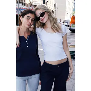 John Galt Women's Light Gray V-Neck Top