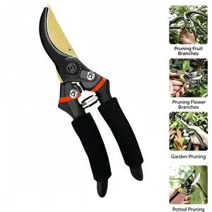 Heavy Duty Anvil Garden Pruning Shears - Classic Anvil Design, Left-Handed Compatible High Carbon Steel Blade, Ergonomic Comfortable Grip, Durable Alloy Steel Construction, Superior Leverage for Clean Gardening Cuts
