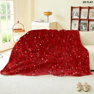 Sparkling Red Speckled Throw Blanket, Single - sided Printed, Multiple Specifications Available, Glittery Fabric Material, Ideal for Nap/Relaxation Scenes, Eye - catching & Vibrant Design
