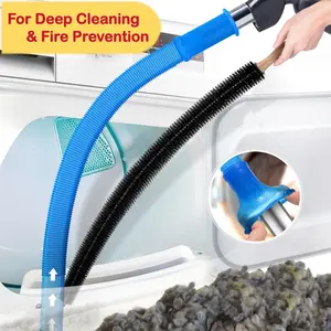 2 Pieces Dryer Vent Cleaner Kit Compatible with All Vacuum Cleaner, Dryer Lint Brush and Vacuum Hose Attachment with Stretch Universal Connector, Quickly Lint Remover