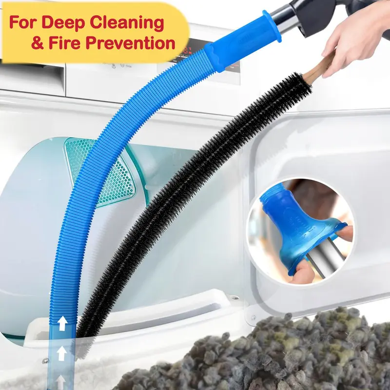2 Pieces Dryer Vent Cleaner Kit Compatible with All Vacuum Cleaner, Dryer Lint Brush and Vacuum Hose Attachment with Stretch Universal Connector, Quickly Lint Remover