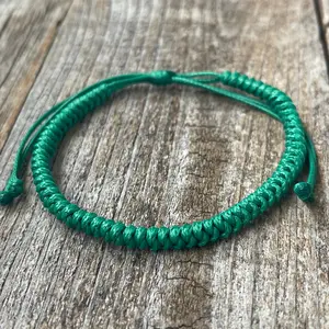 Waterside Braided Bracelet Green Adjustable Waterproof  Vegan Leather